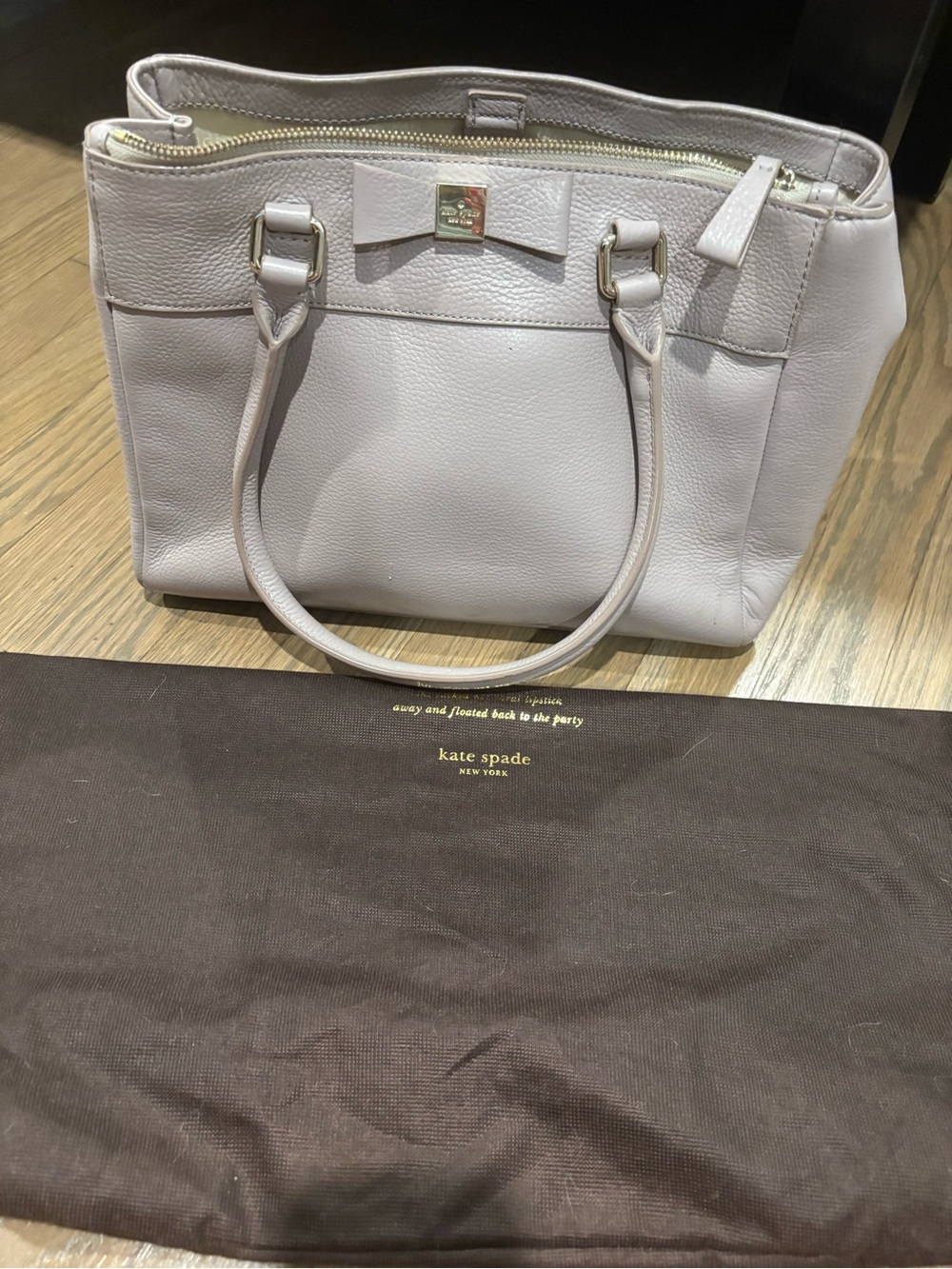 kate spade light pink leather bow-accent satchel